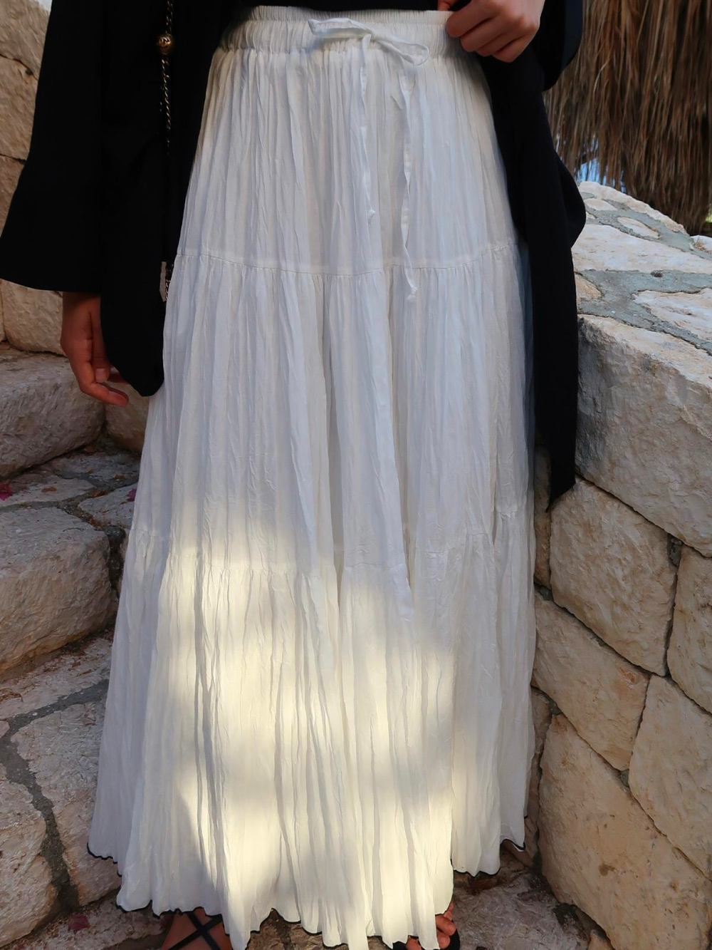 Rawan Layered Pleated Skirt White