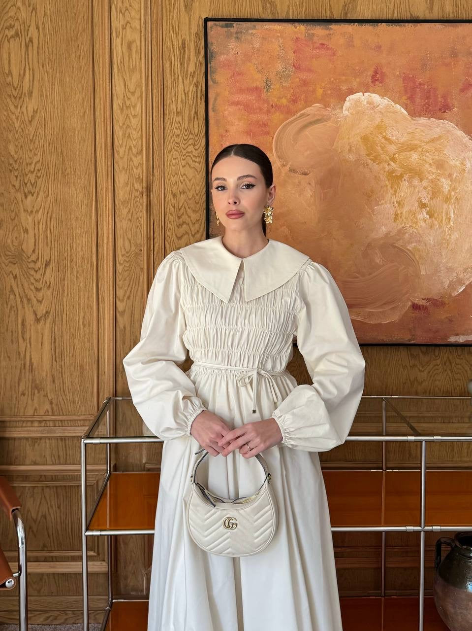 Sera Elastic Wide-Neck Skirt Co-Ord - Ecru