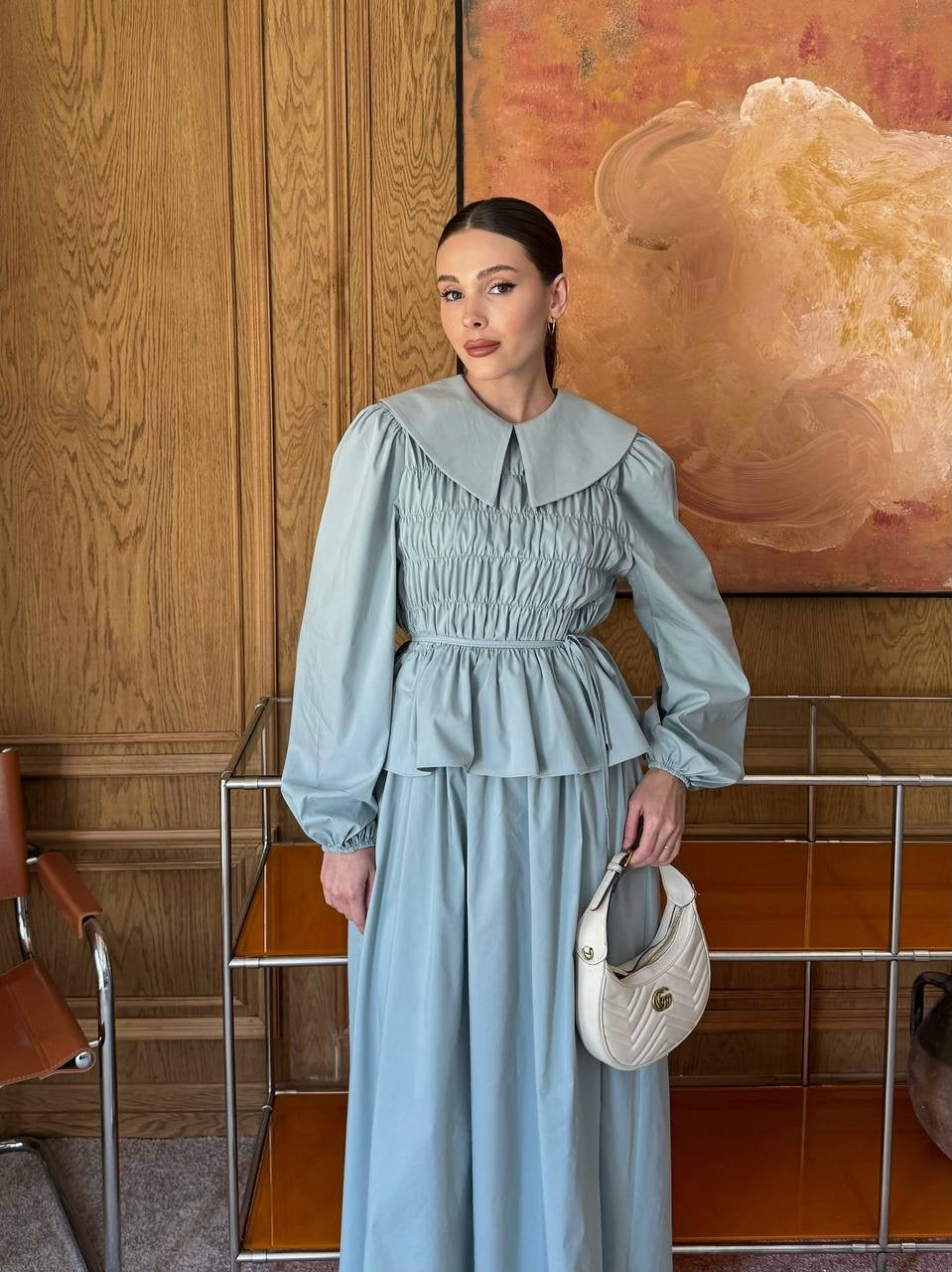 Sera Elastic Wide-Neck Skirt Co-Ord - Mint