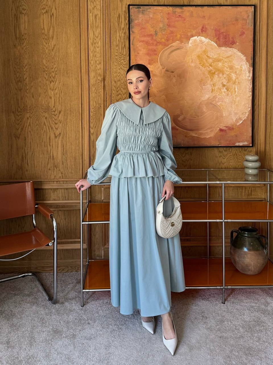 Sera Elastic Wide-Neck Skirt Co-Ord - Mint