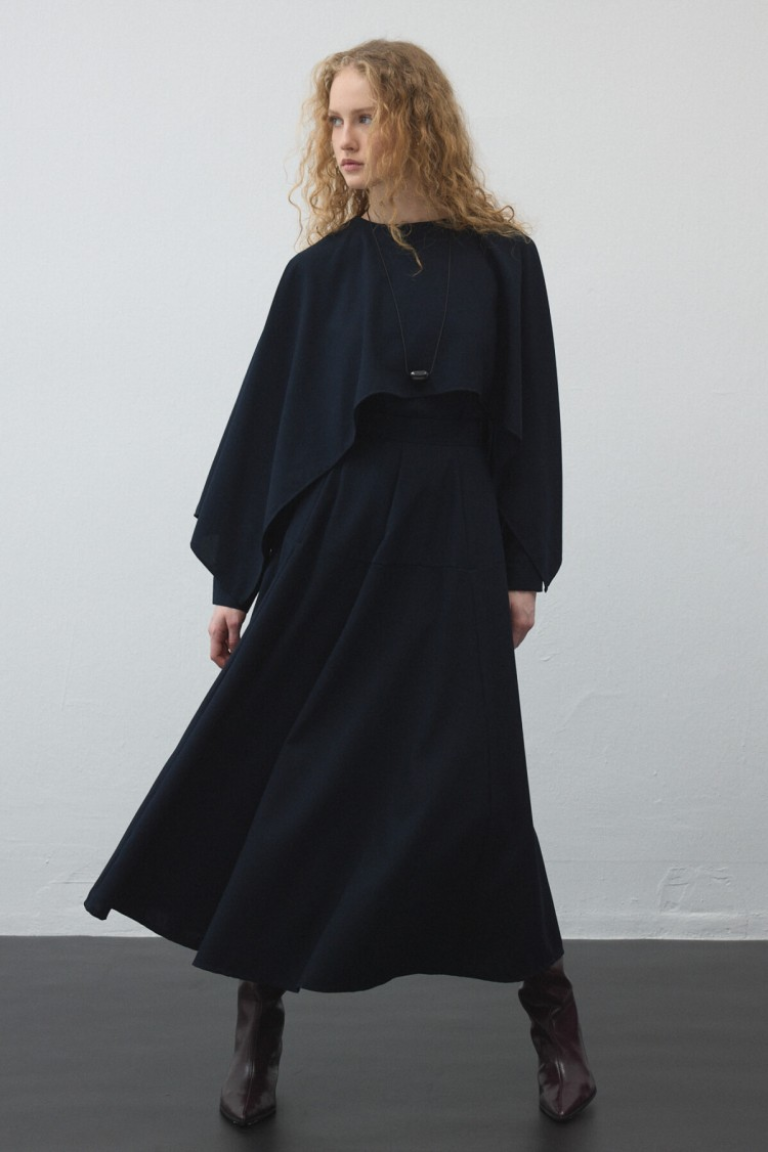 Navy Blue Flared Circle Skirt