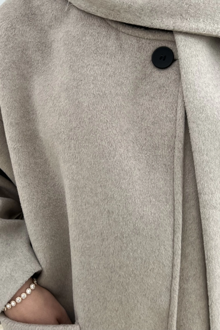 Scarf-Detail Coat Mink