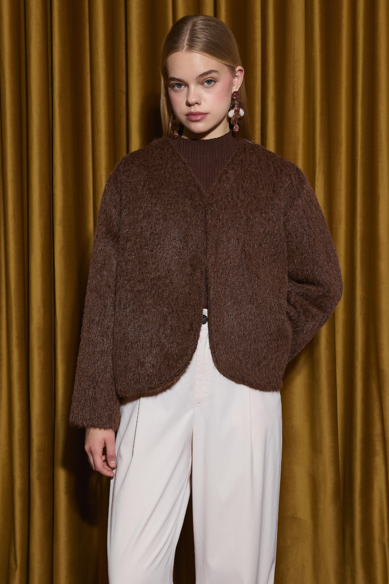 Seraphine Wide Collar Short Fur - Brown