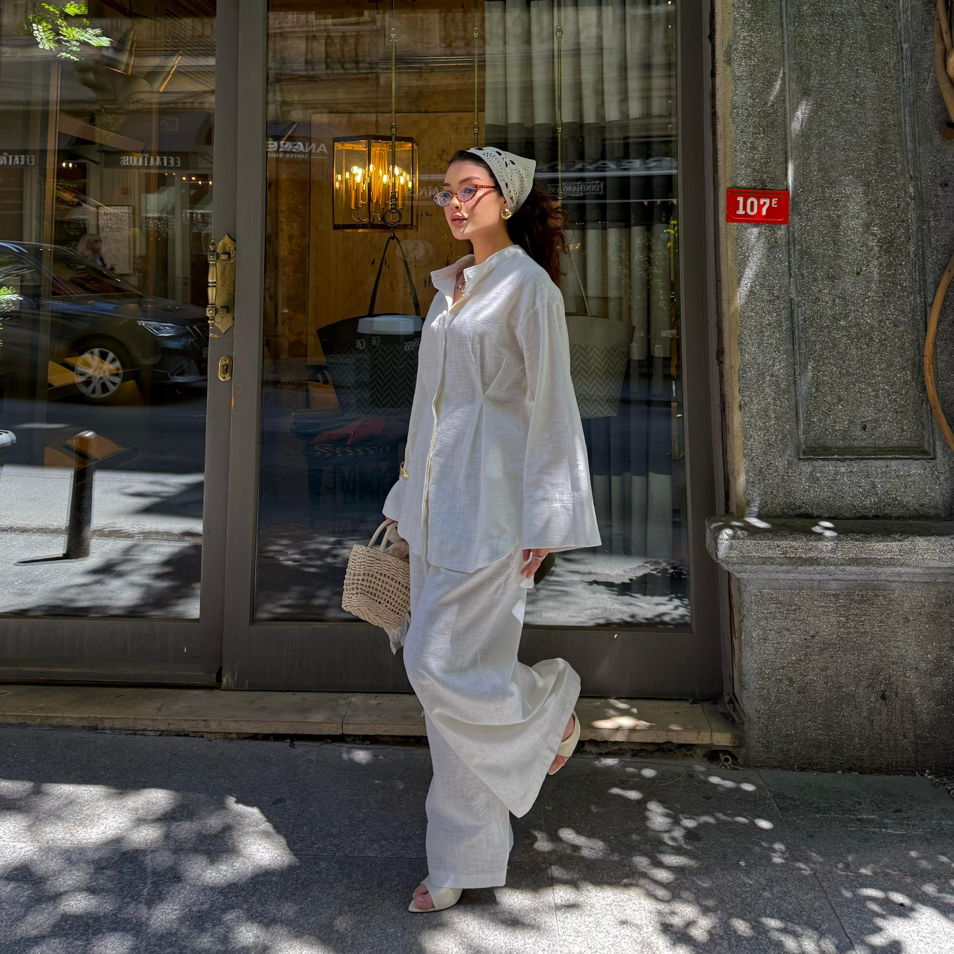 Sahil Linen Co-ord White