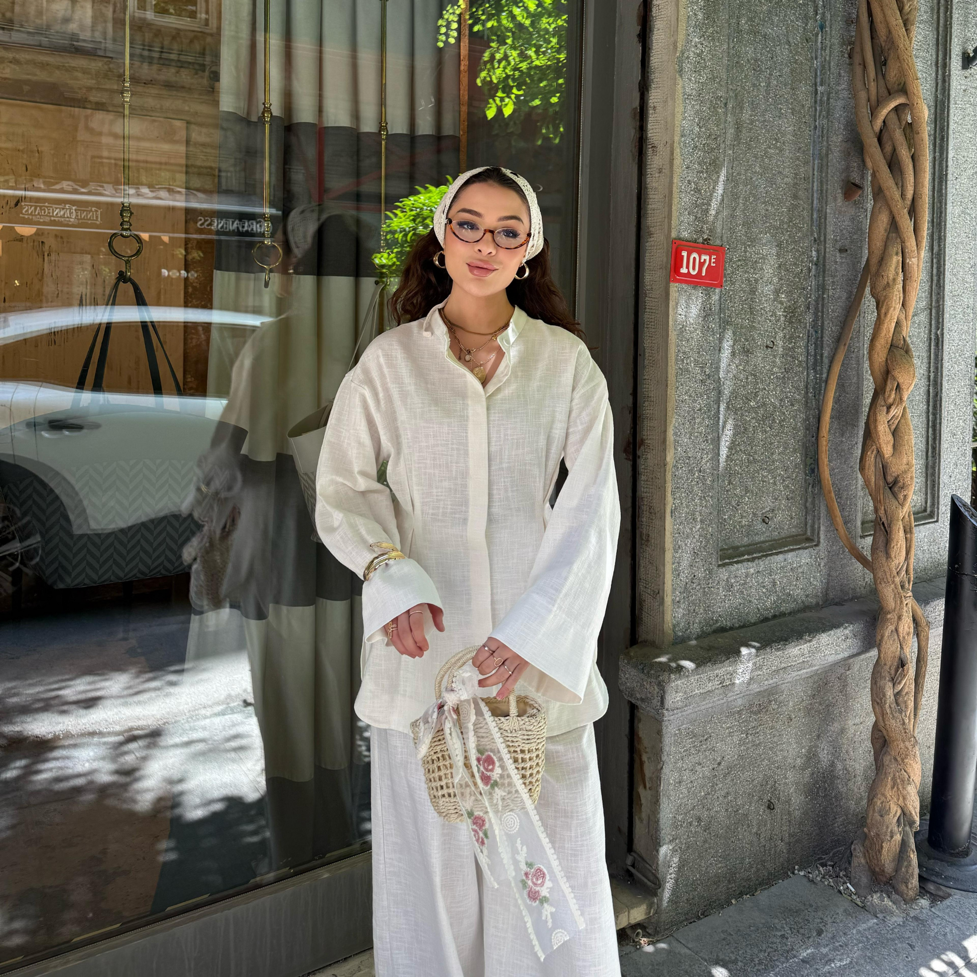 Sahil Linen Co-ord White