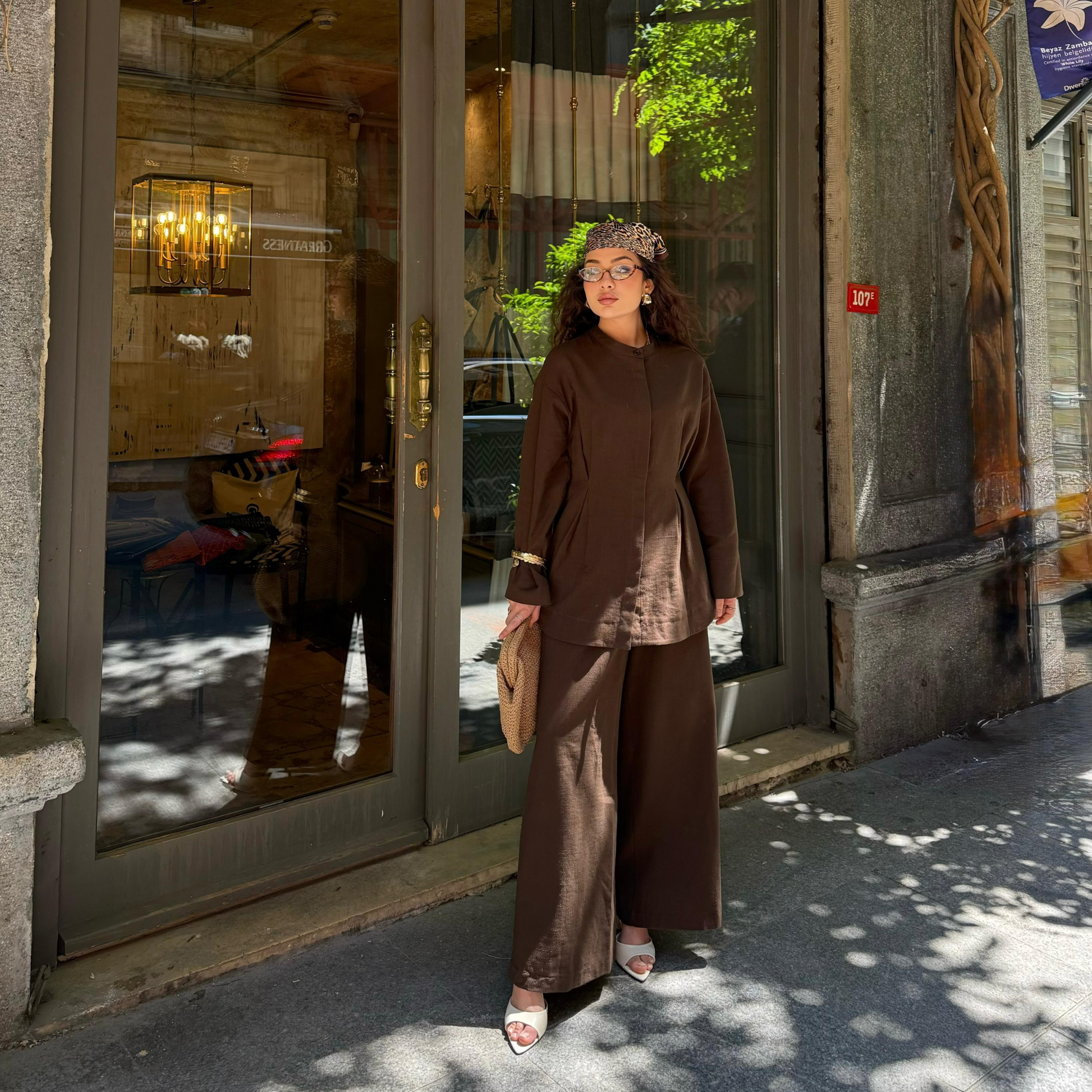 Sahil Linen Co-ord Brown