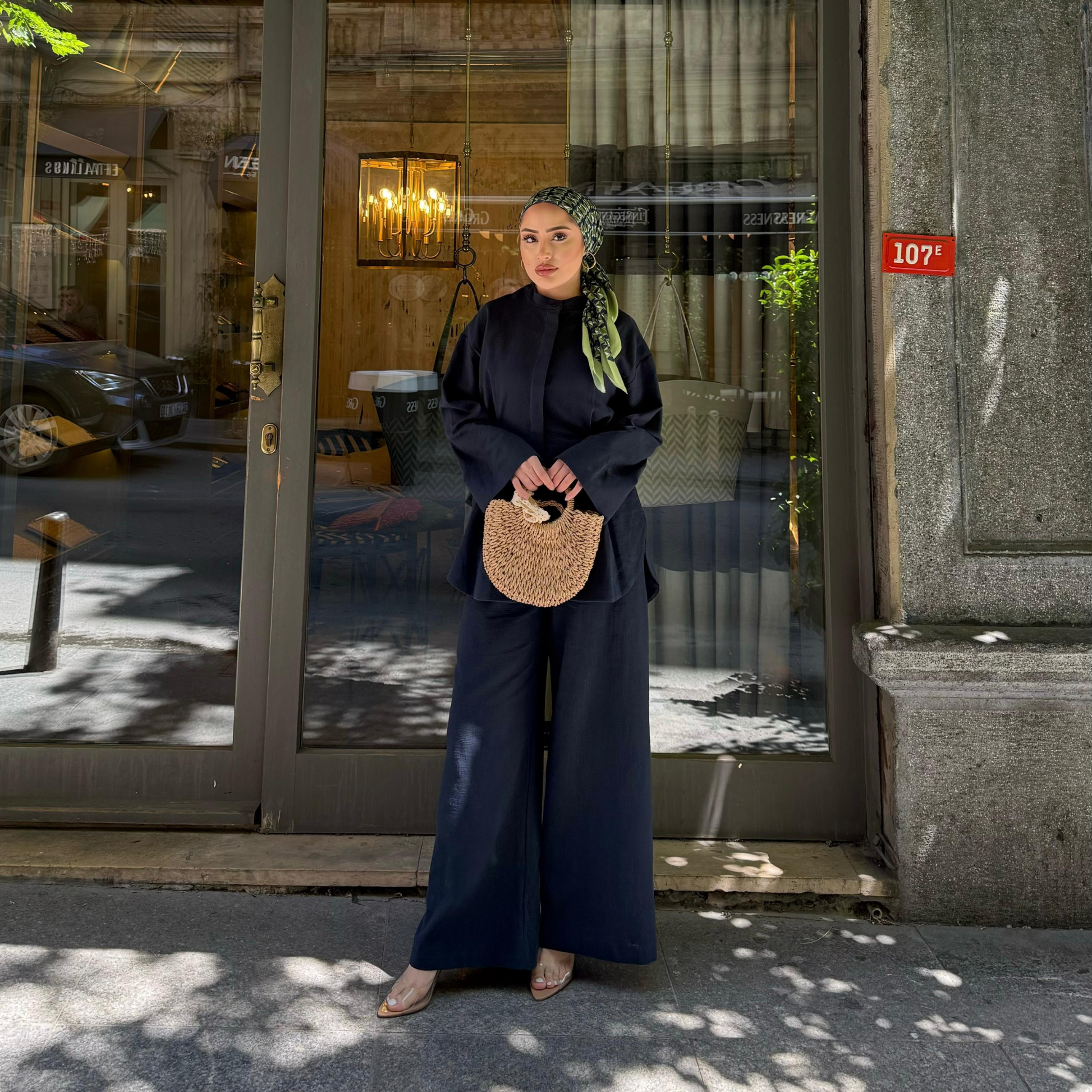 Sahil Linen Co-ord Navy