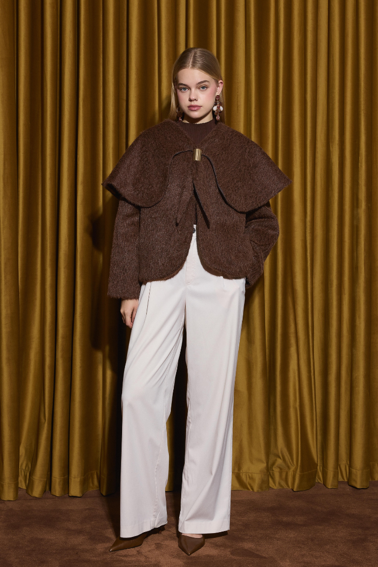 Seraphine Wide Collar Short Fur - Brown