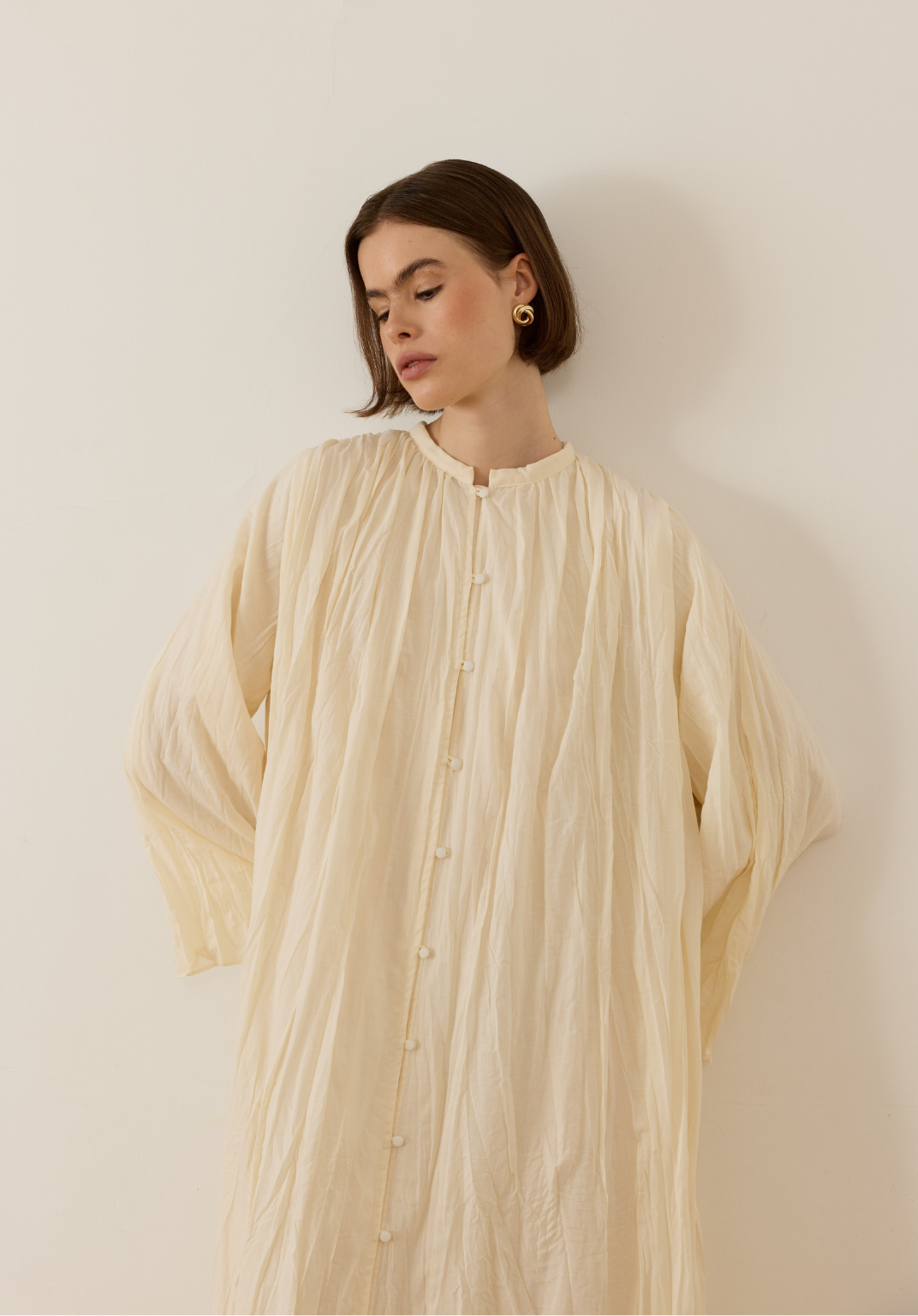 Nima Crush Voile Dress Cream