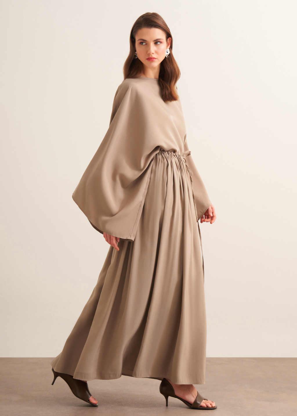 Nur Gathered Skirt Co-Ord - Beige