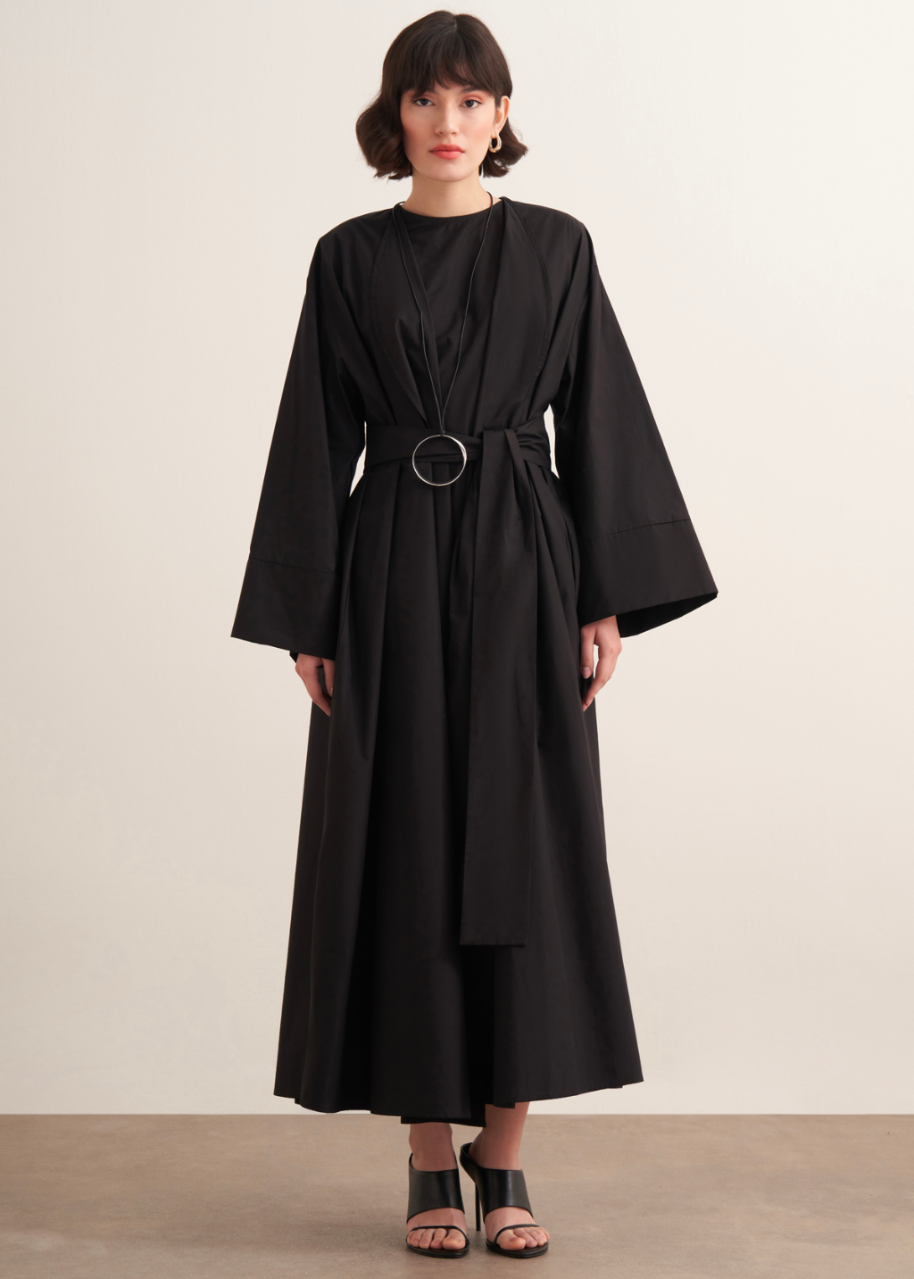 Ines Premium Longline Kimono Co-Ord – Black