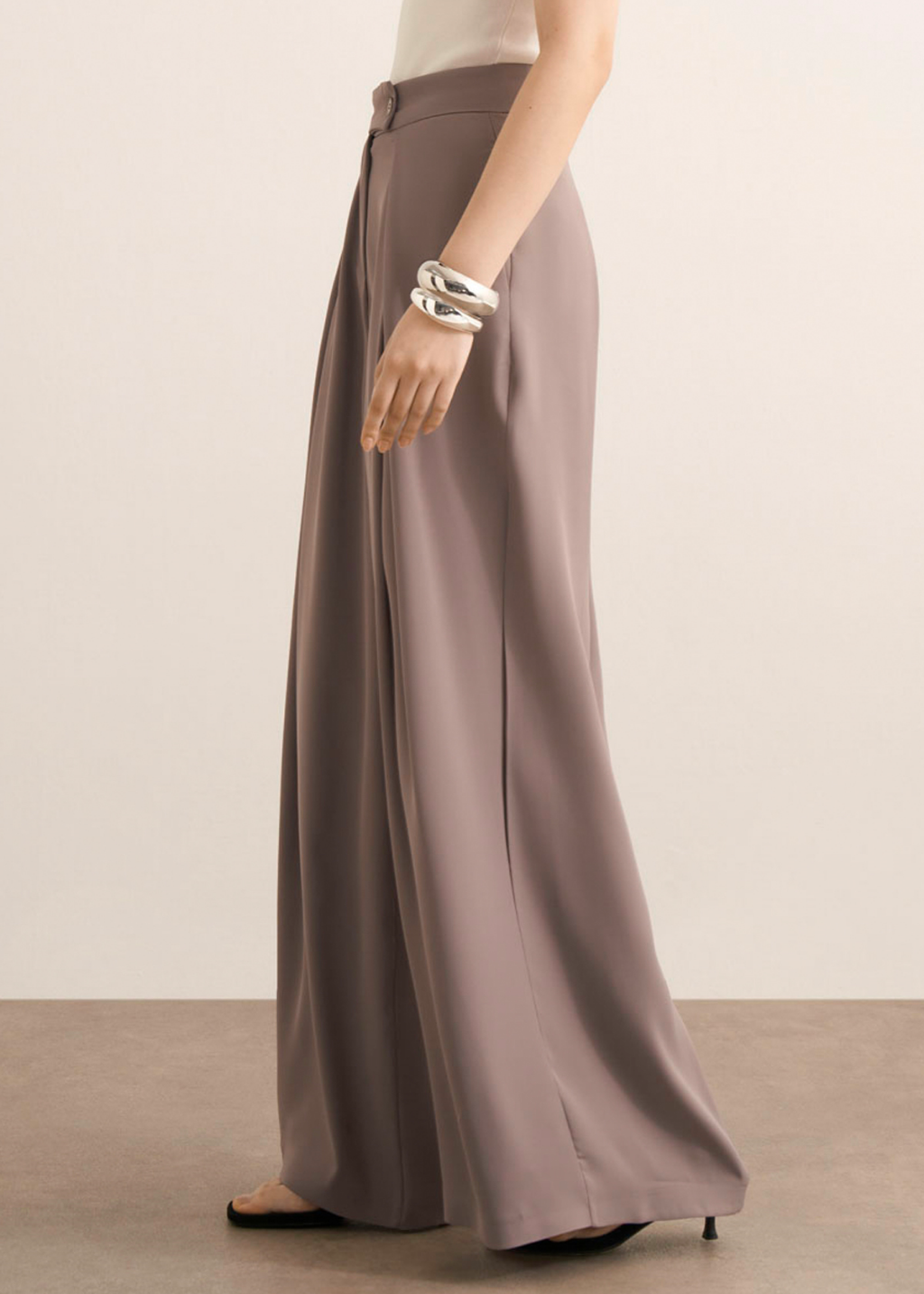 Lena Ruffled Wide Leg Trousers Mink