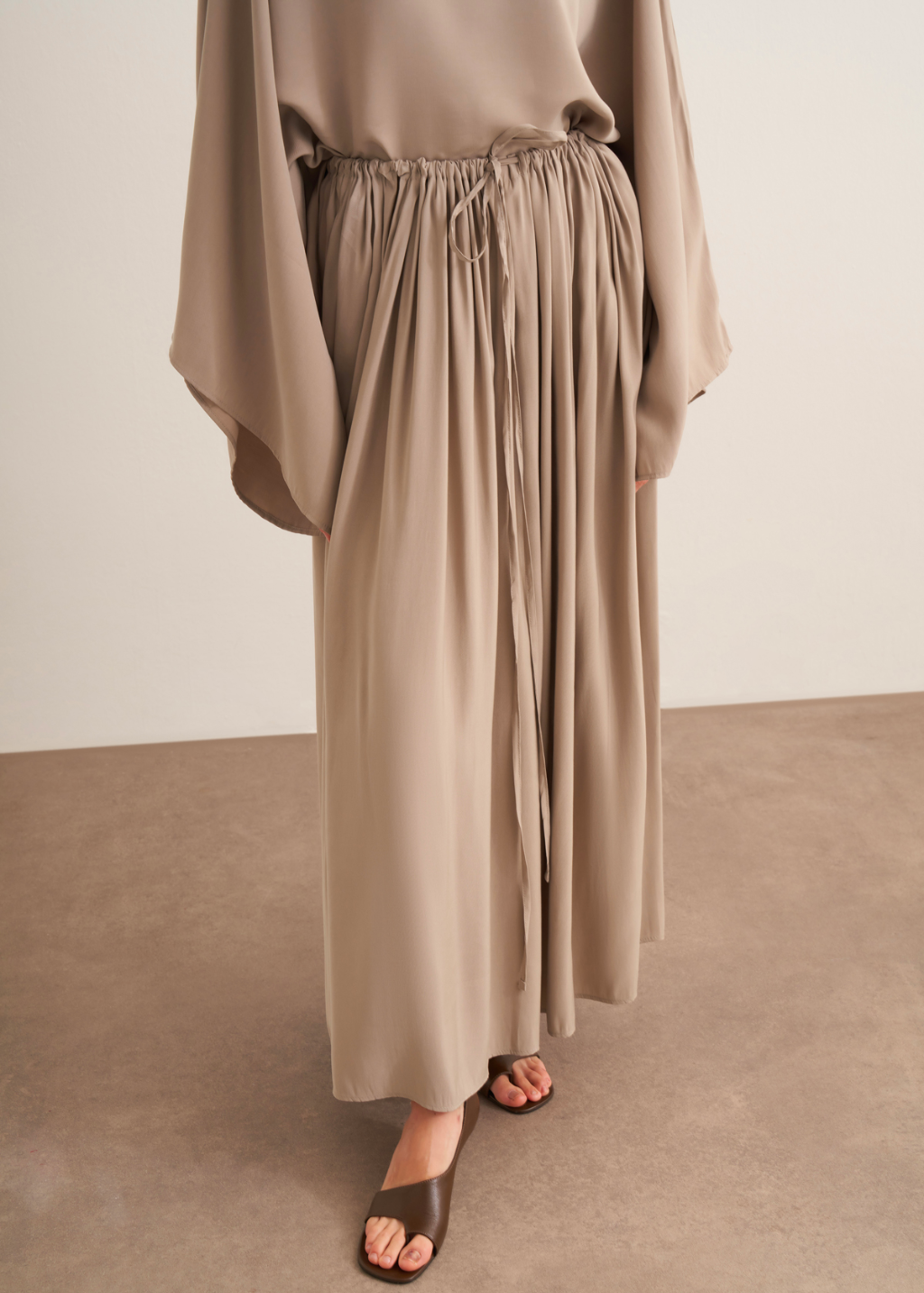 Nur Gathered Skirt Co-Ord - Beige