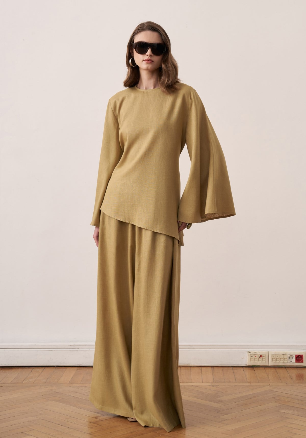 Sima Linen Trouser Co-ord - Olive