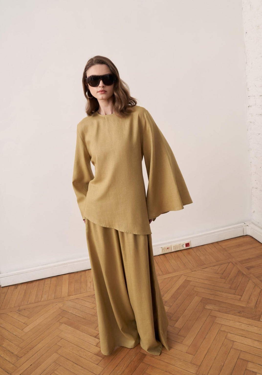 Sima Linen Trouser Co-ord - Olive