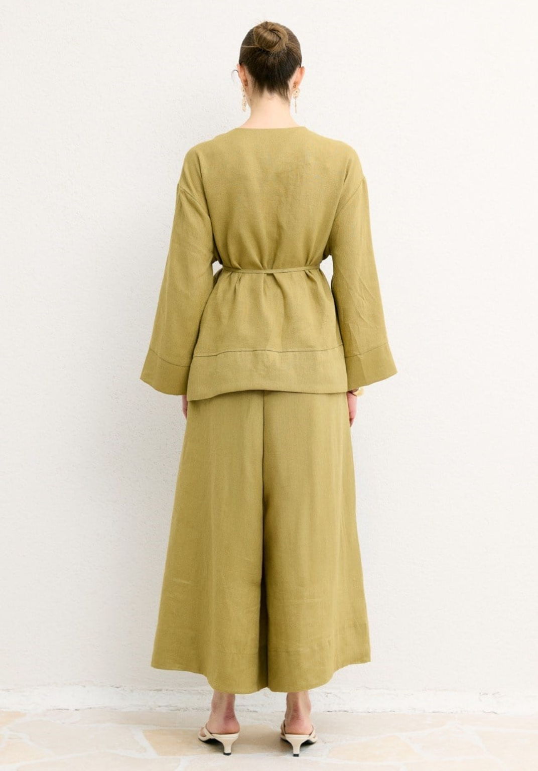 Hala Button Detail Organic Linen Shirt – Olive