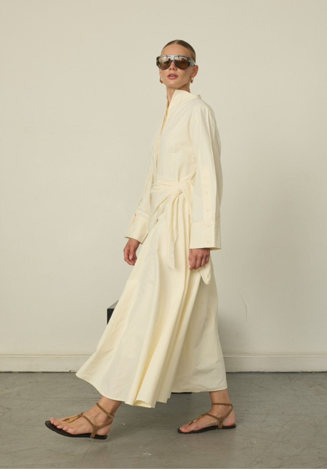 Vanilla Dress with Detachable Scarf Accessory
