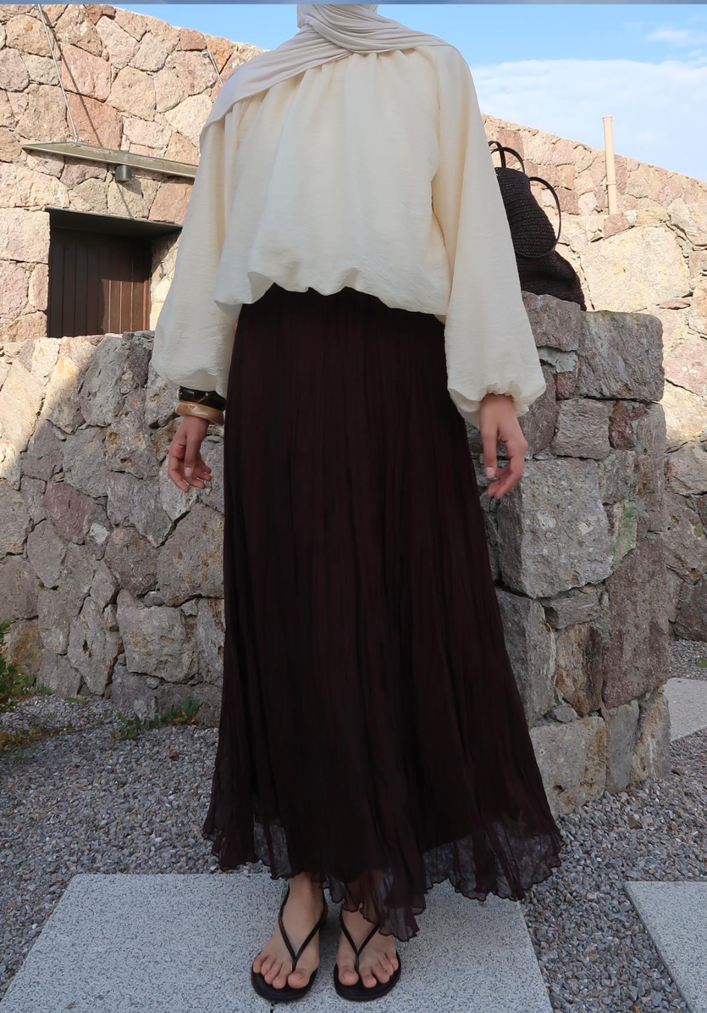 Elsa Chiffon Crush Skirt Brown
