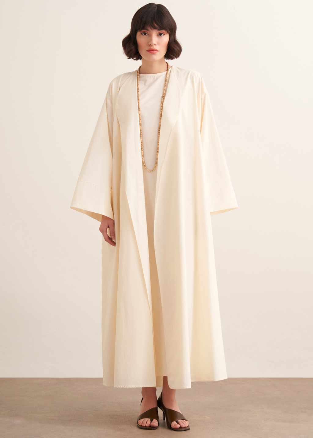 Ines Premium Longline Kimono Co-Ord – Ecru