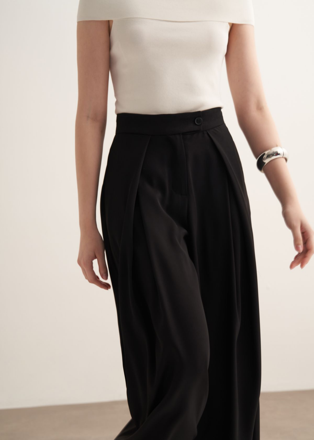 Lena Ruffled Wide Leg Trousers Black