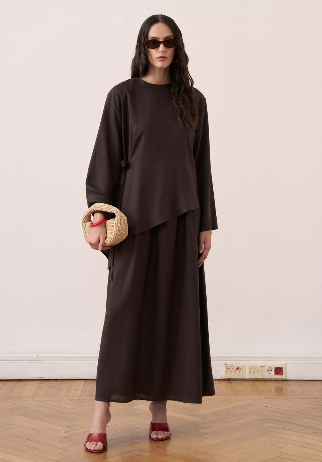 Freya Linen Two-Piece Dress Co-Ord - Dark Brown