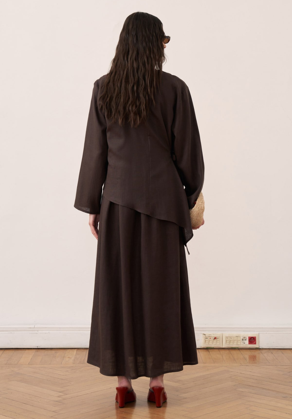 Freya Linen Two-Piece Dress Co-Ord - Dark Brown