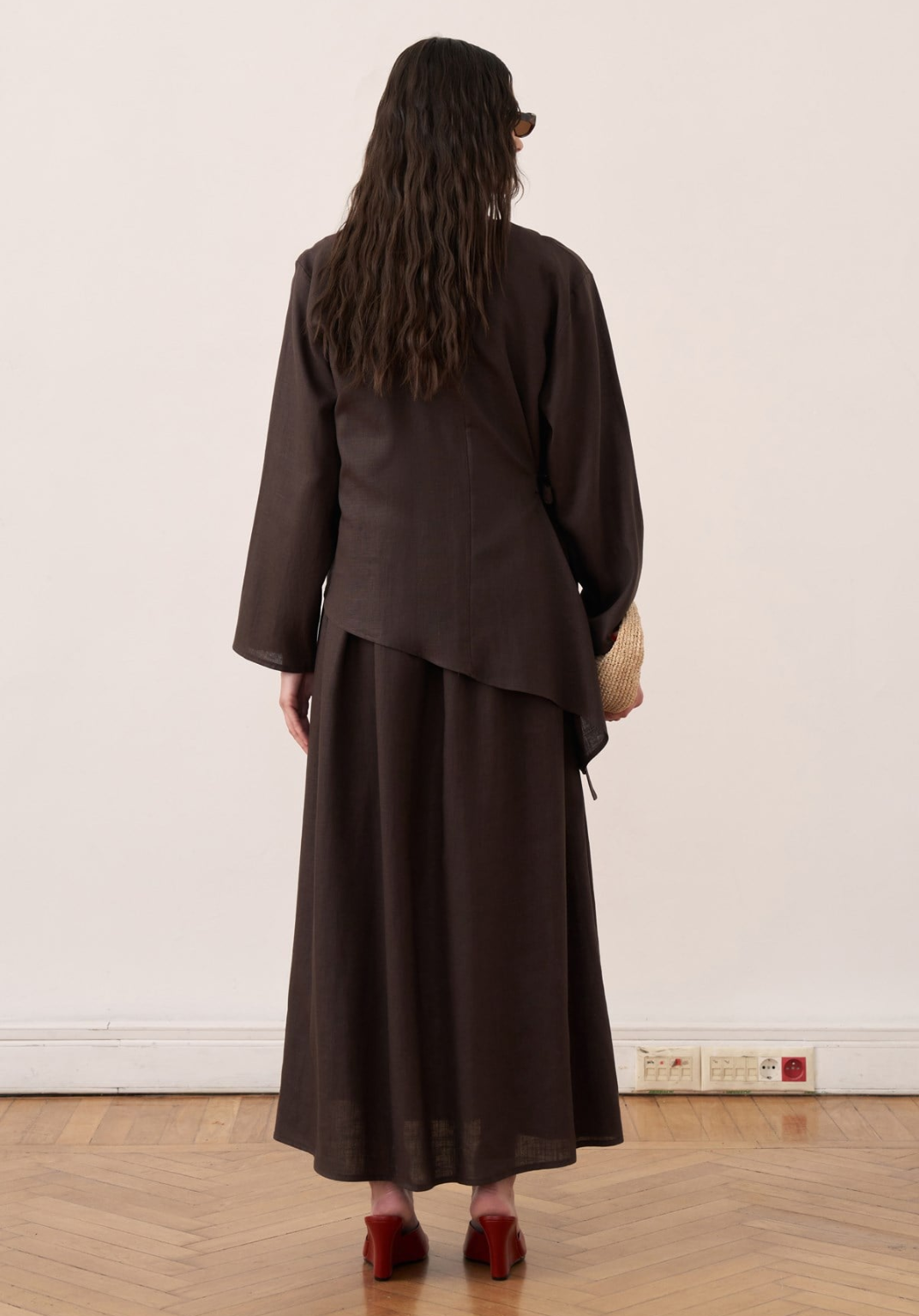 Freya Linen Two-Piece Dress Co-Ord - Dark Brown