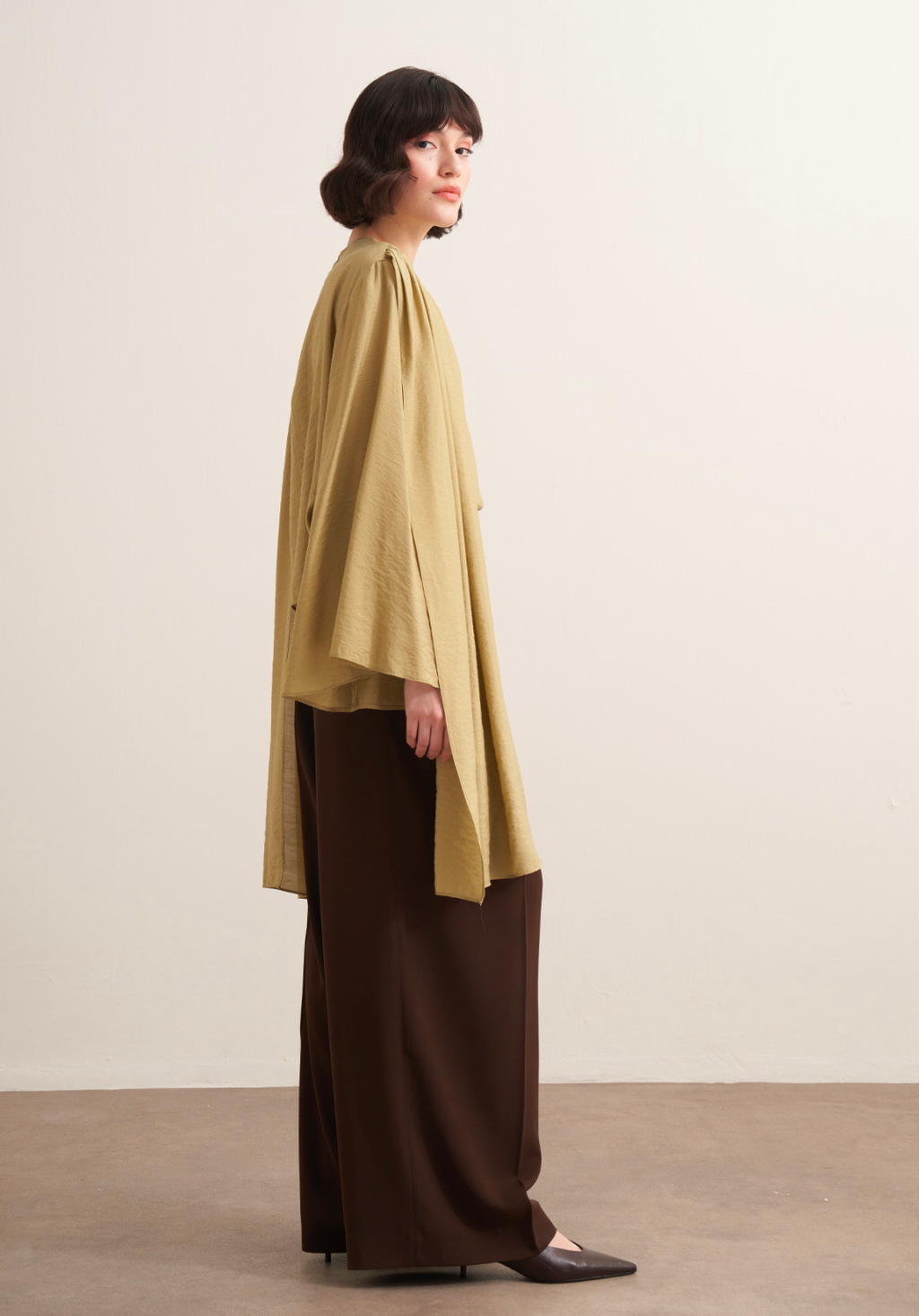 Novi Shawl Detail Blouse Olive