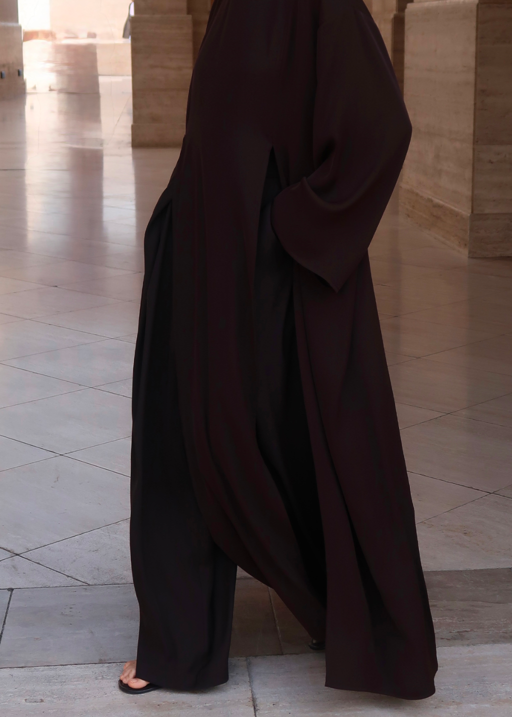 Sorayah Blouse with Slit Detail Brown