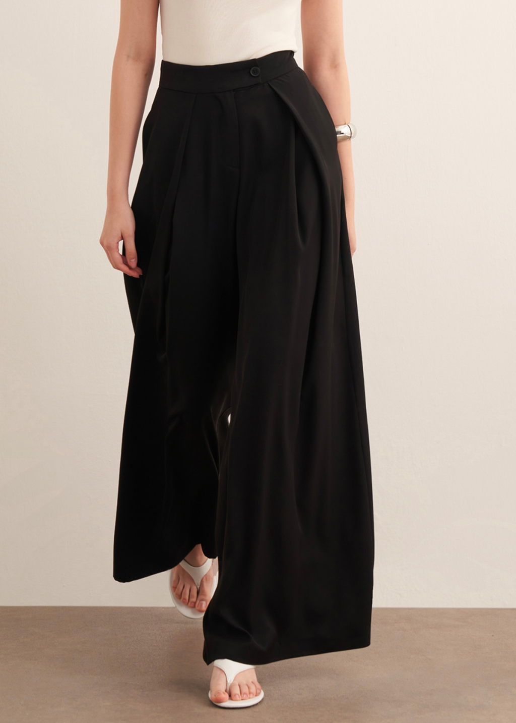 Lena Ruffled Wide Leg Trousers Black