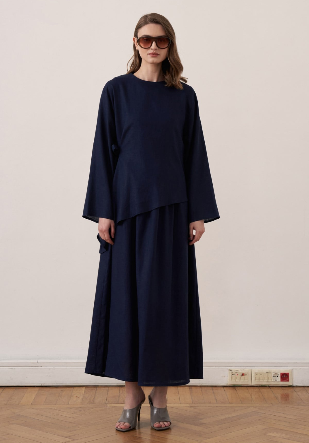 Freya Linen Two-Piece Dress Co-Ord - Navy