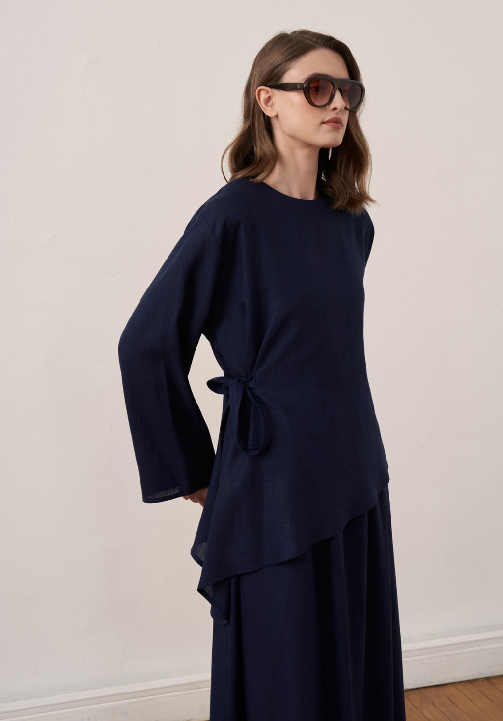 Freya Linen Two-Piece Dress Co-Ord - Navy
