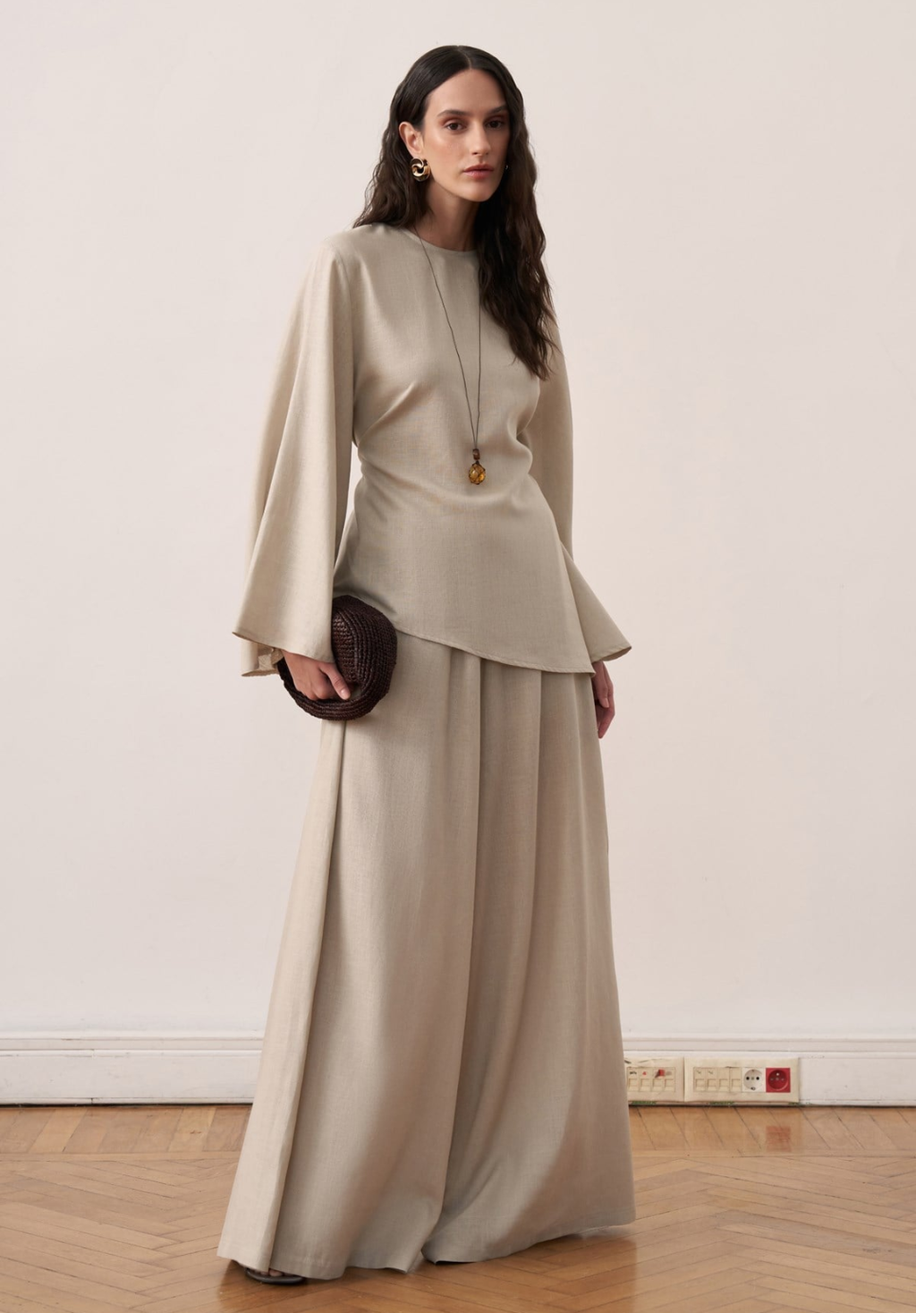 Sima Linen Trouser Co-ord - Stone