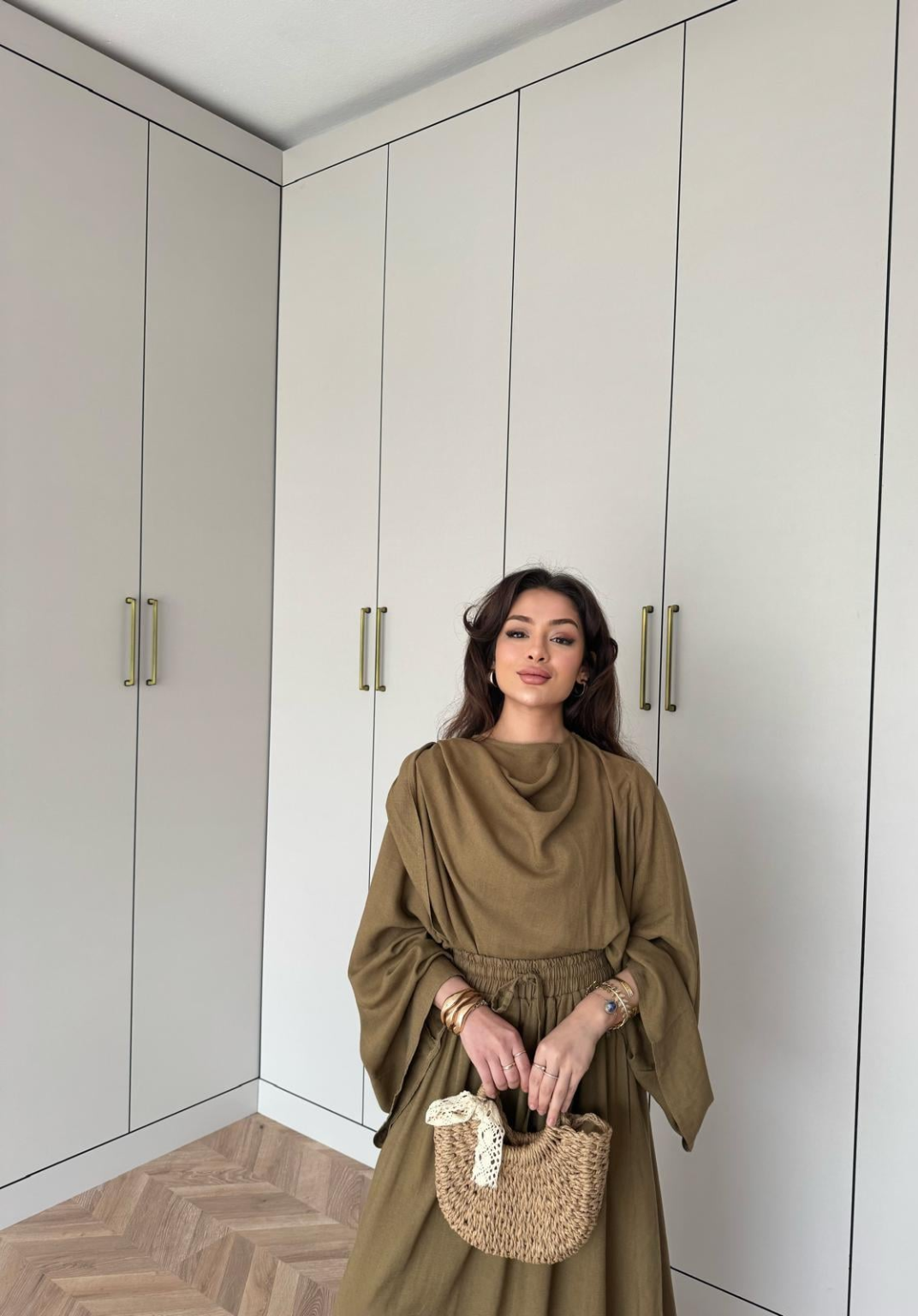 Draped Linen Skirt Co-rd - Olive