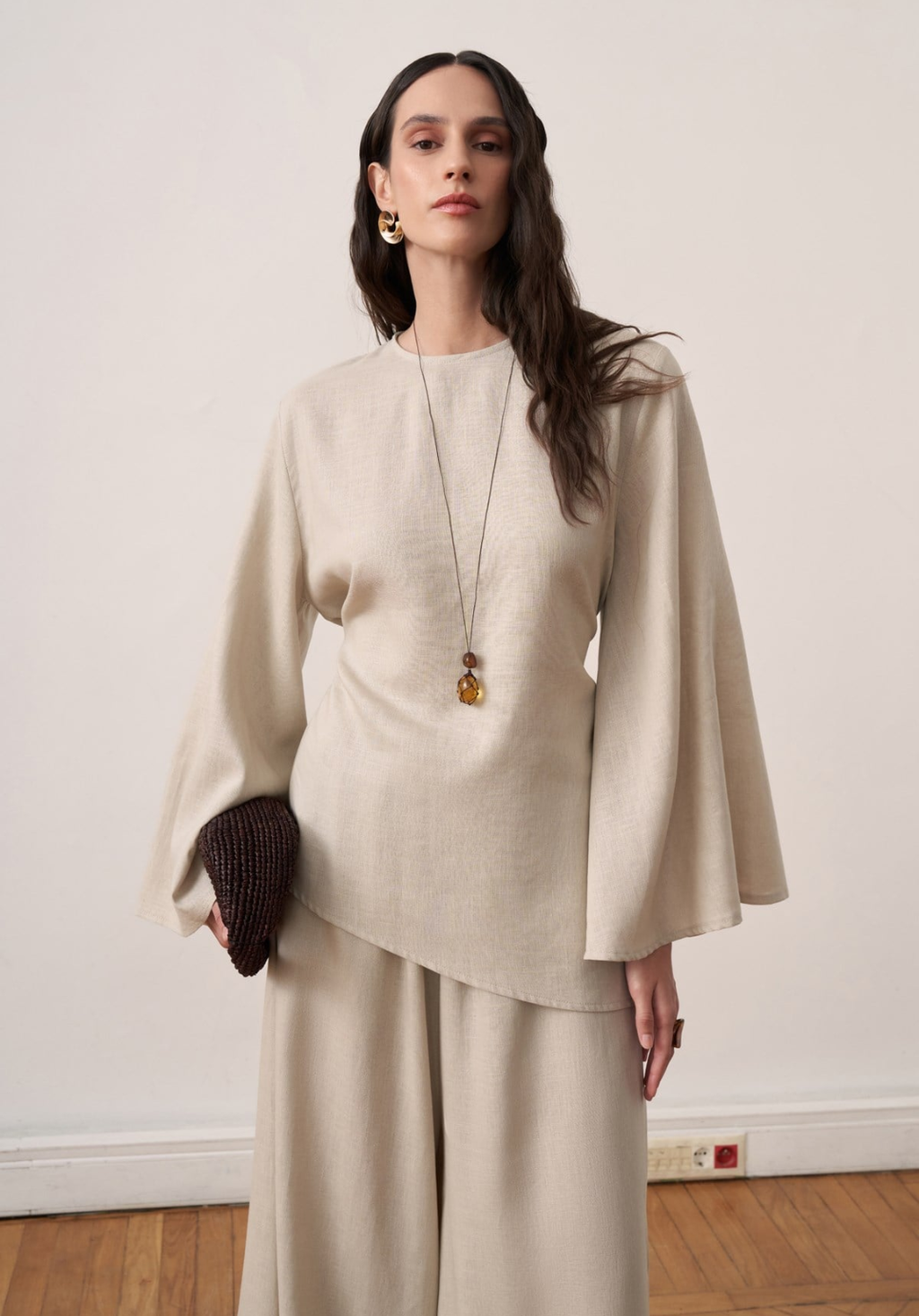 Sima Linen Trouser Co-ord - Stone