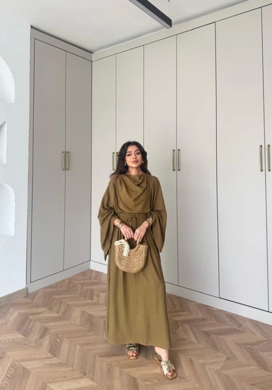 Draped Linen Skirt Co-rd - Olive