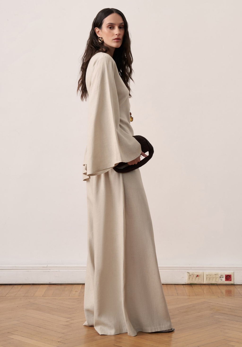 Sima Linen Trouser Co-ord - Stone