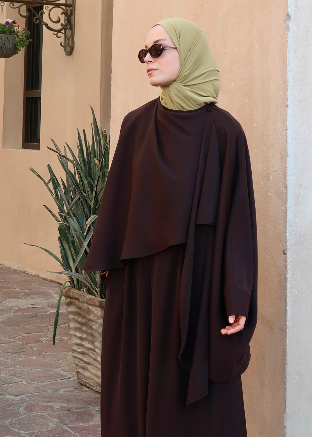 Joud Shawl-Detail Co-Ord Brown