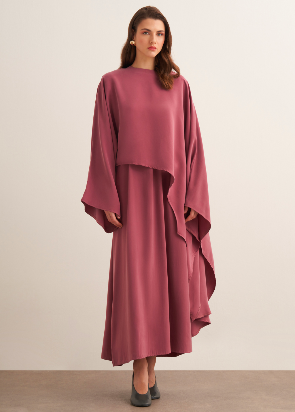 Deeba Cape Dress Co-Ord Rose Pink