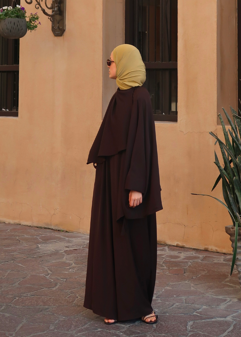 Joud Shawl-Detail Co-Ord Brown