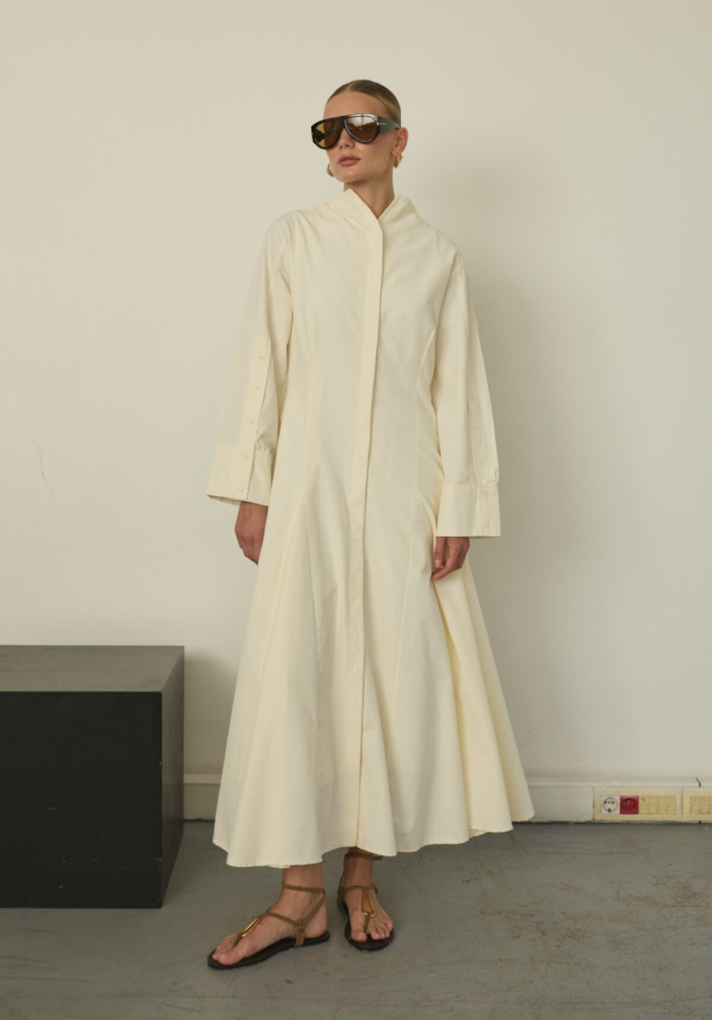 Vanilla Dress with Detachable Scarf Accessory