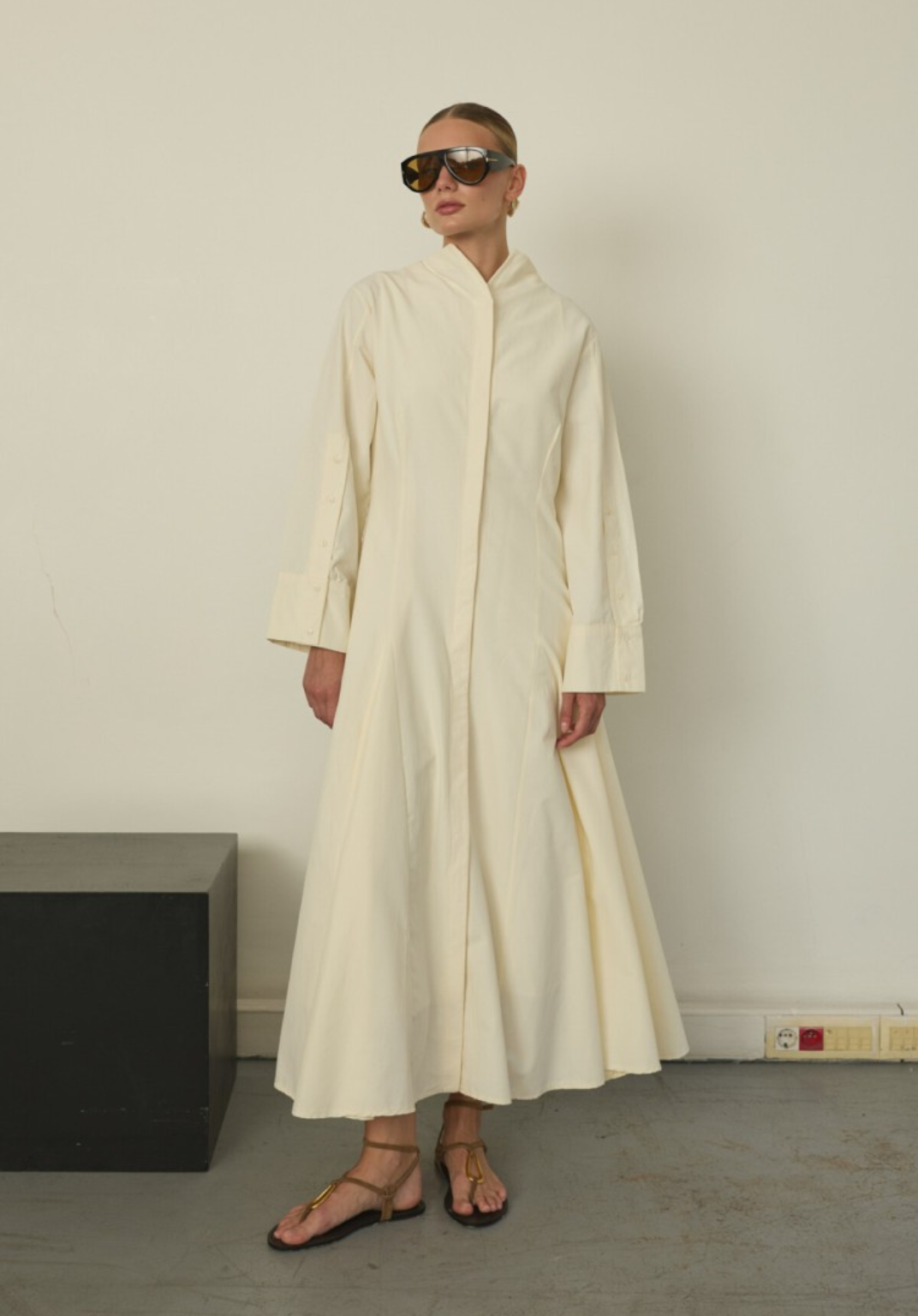 Vanilla Dress with Detachable Scarf Accessory