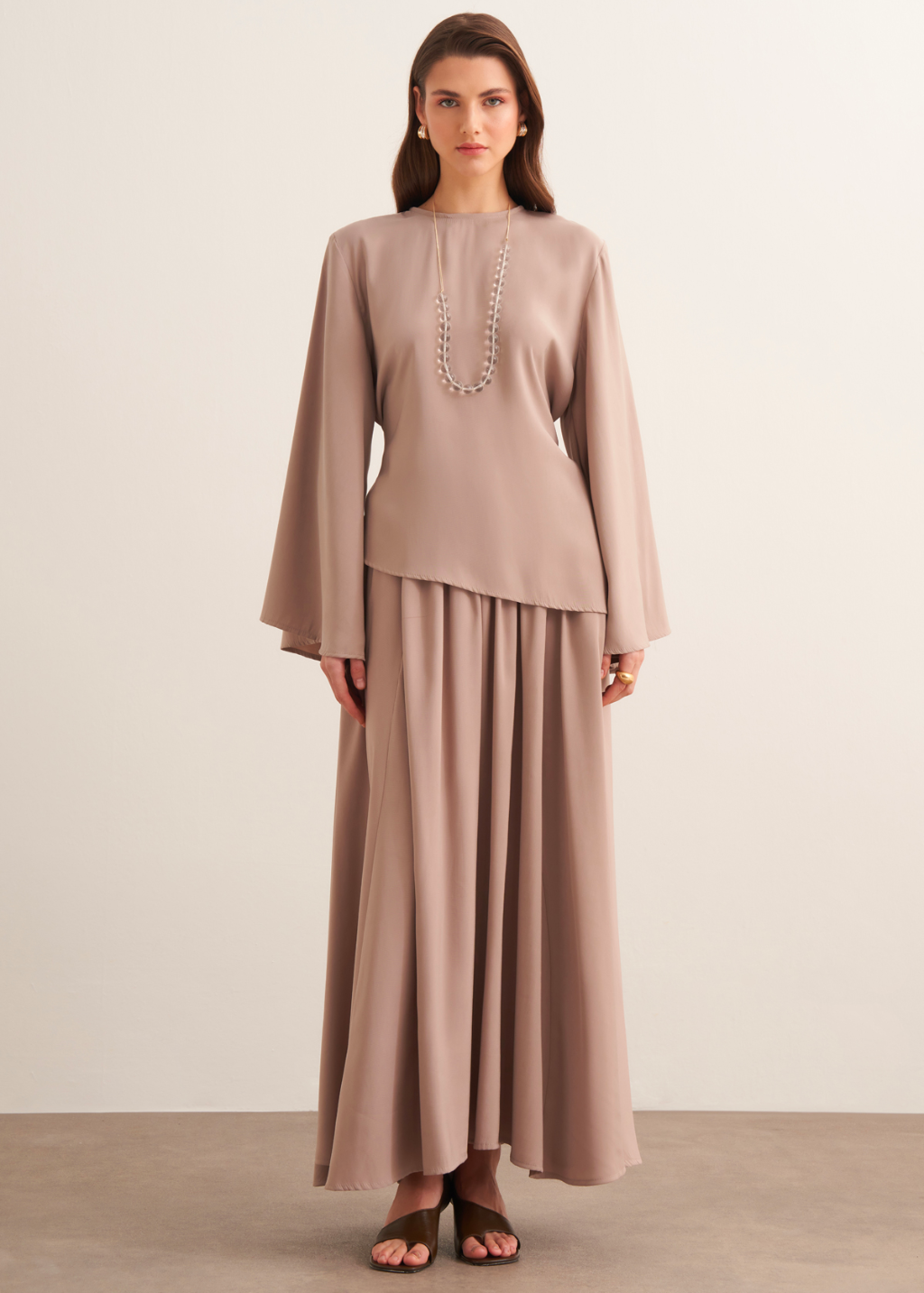 Dima Tie Detail Mink Skirt Co-Ord