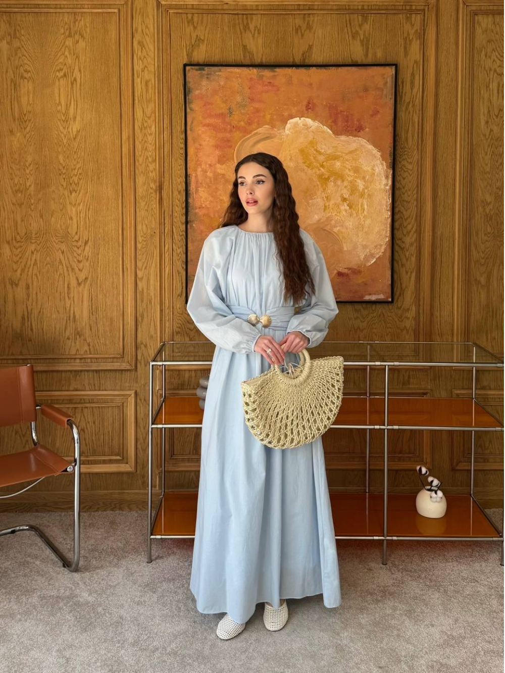 Viola Wide-Belted Buckled Dress Blue