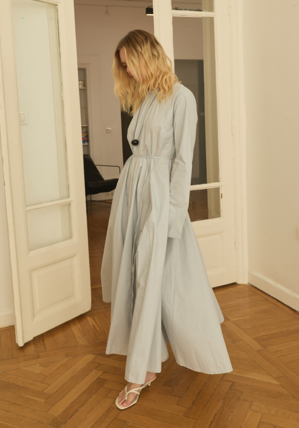 Soft Blue Fit-and-Flare Dress