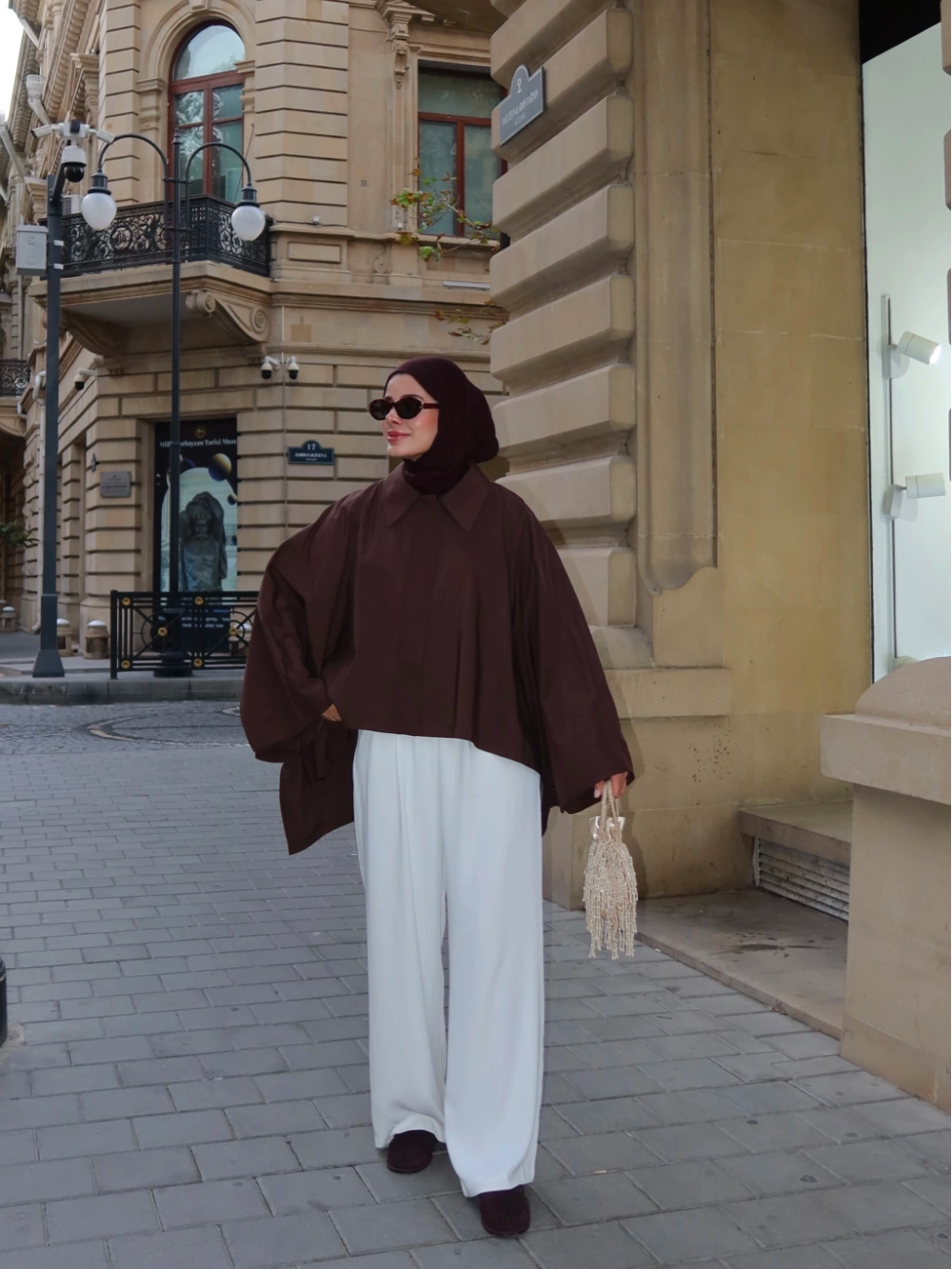 Cape Trench Coat Brown