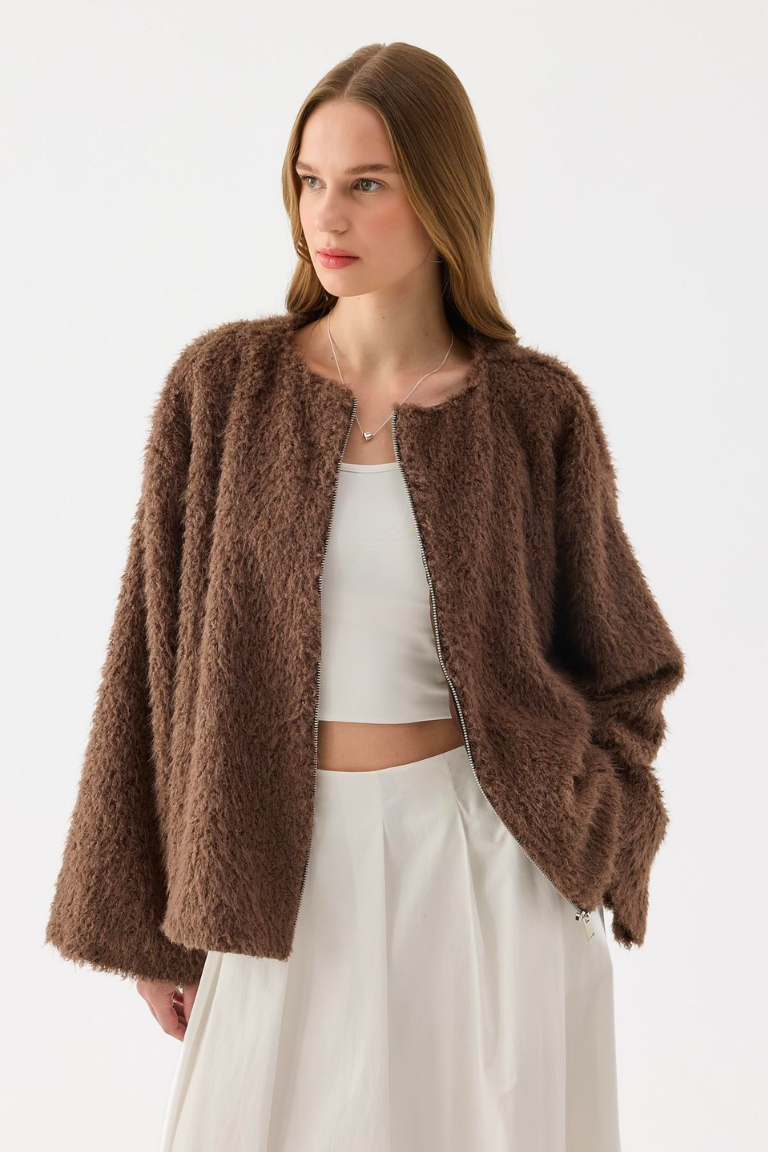 Gigi Faux Fur Jacket - Brown