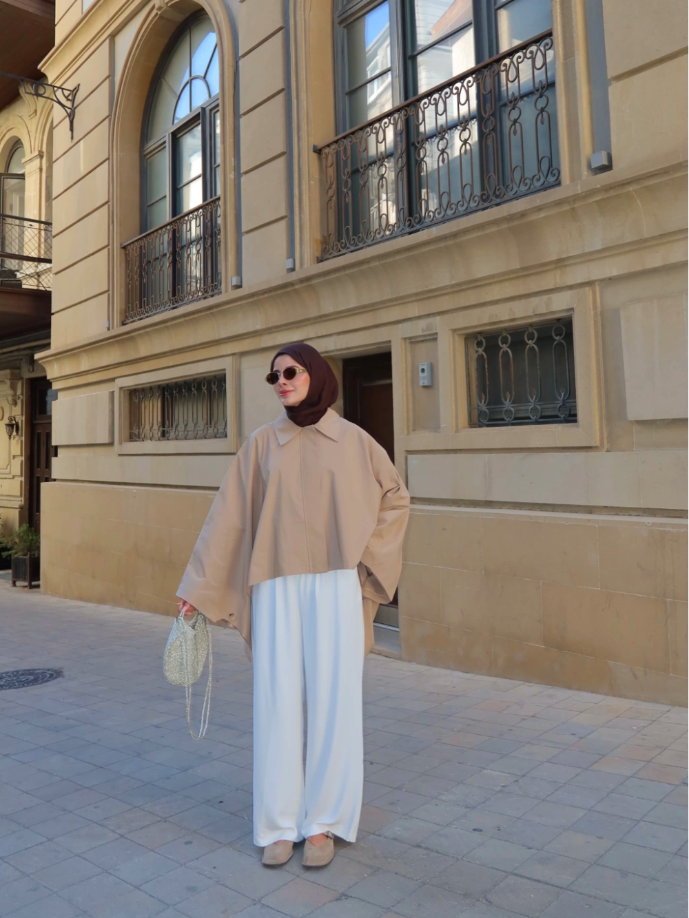 Cape Trench Coat Beige