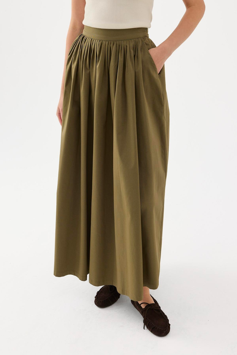 Khaki Fever Pleated Skirt