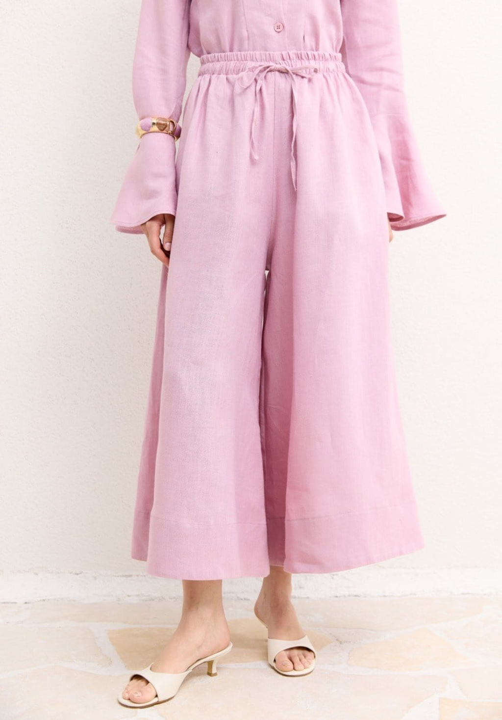 Hala Wide Leg Organic Linen Trousers – Pink
